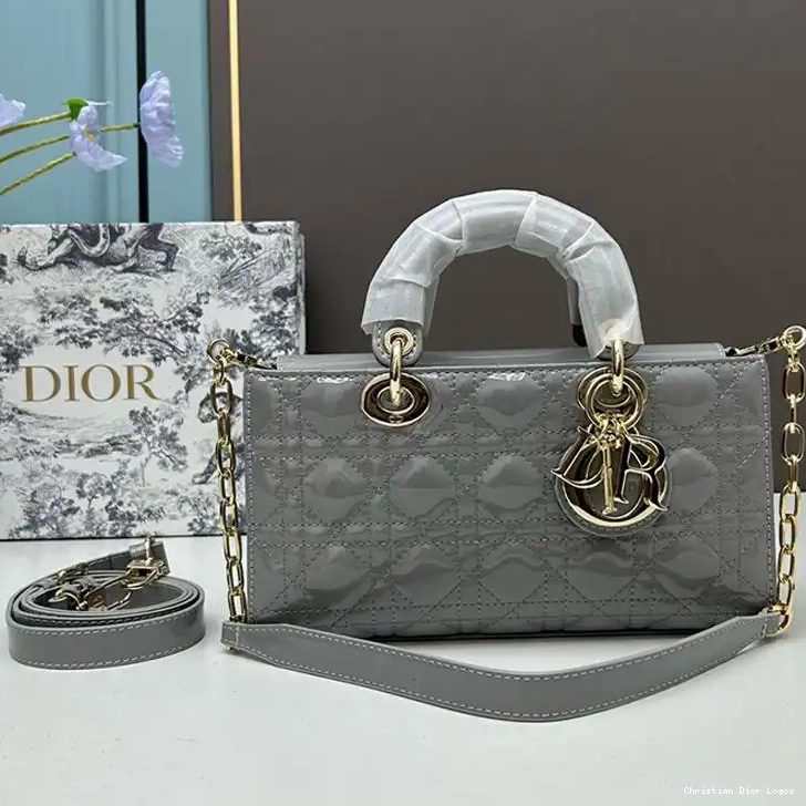 Medium Patent Cannage Lady Grey Bag Calfskin D-Joy 0603 Luxury